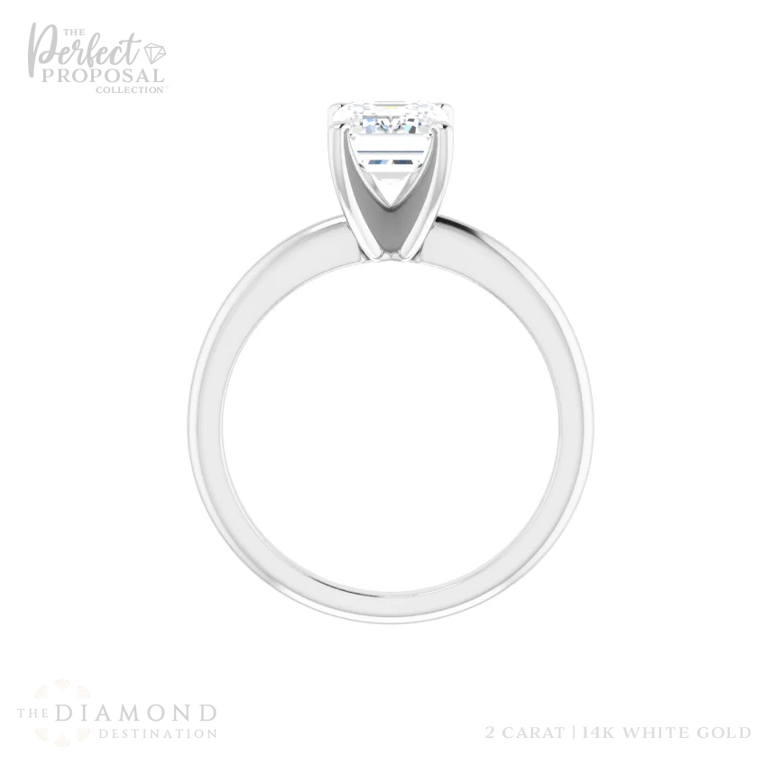 A captivating 2 carat emerald cut lab grown diamond engagement ring, showcasing timeless elegance and everlasting love.