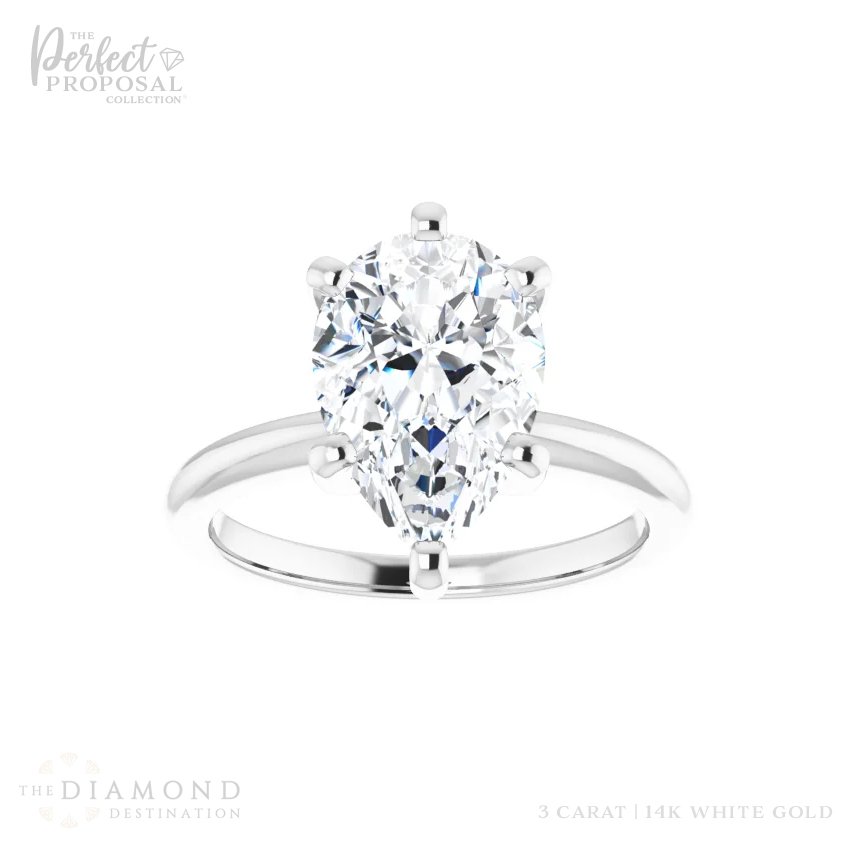 Image of a breathtaking 3 carat pear cut lab grown diamond, radiating brilliance and elegance. Ideal for those seeking a captivating statement piece.