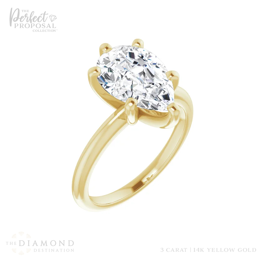 Image of a breathtaking 3 carat pear cut lab grown diamond, radiating brilliance and elegance. Ideal for those seeking a captivating statement piece.