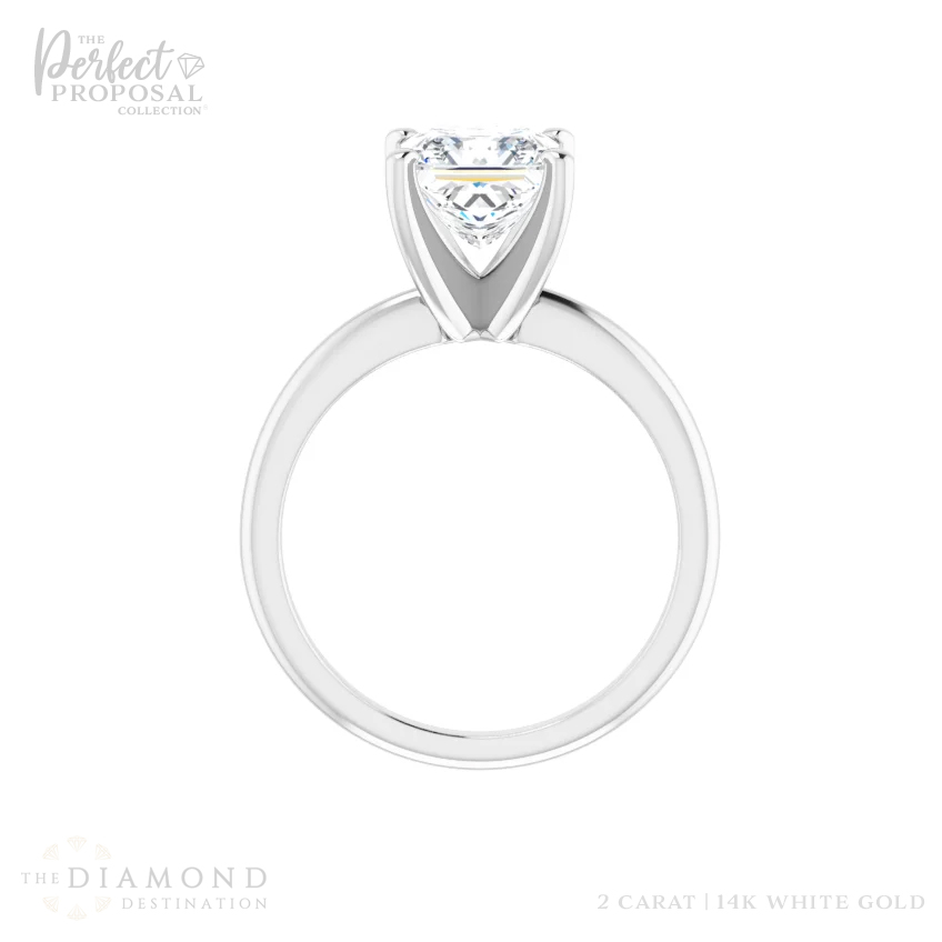 Image of a beautiful 2 carat princess cut lab grown diamond engagement ring, radiating brilliance and symbolizing eternal love and commitment.