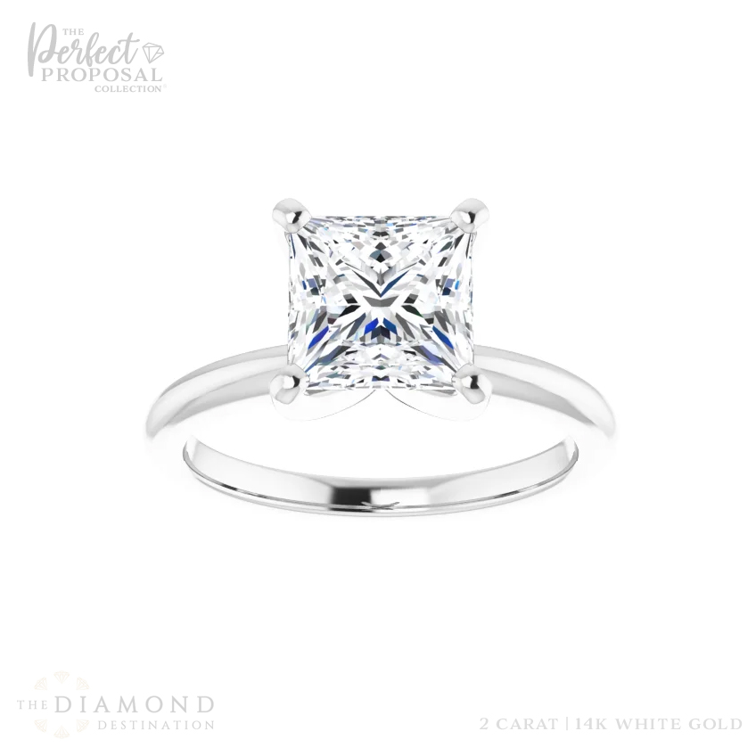 Image of a beautiful 2 carat princess cut lab grown diamond engagement ring, radiating brilliance and symbolizing eternal love and commitment.