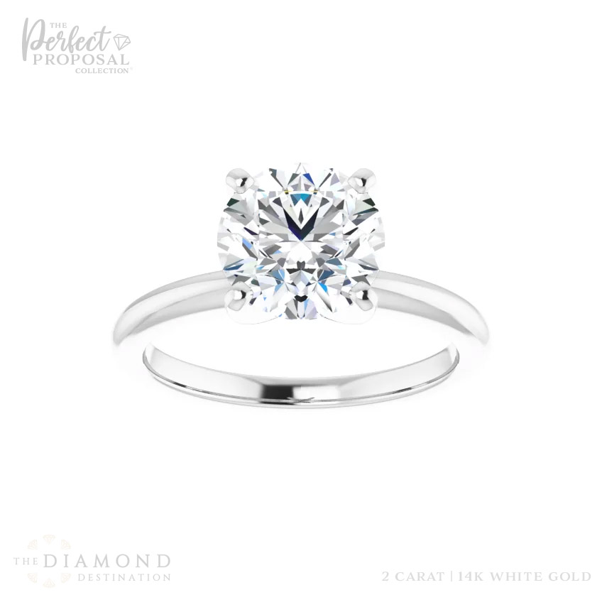 2 carat round cut lab grown diamond engagement ring with exceptional brilliance, symbolizing eternal love and timeless beauty.
