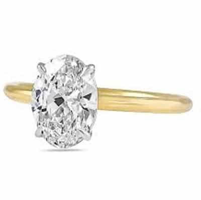 Image of a stunning lab diamond solitaire yellow gold ring.